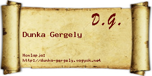 Dunka Gergely névjegykártya